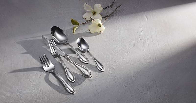 Oneida Silverware Set For 8, American Harmony 45-Piece Everyday Flatware Set with Serving Utensils, Service For 8, 18/0 Stainless Steel, Knives Spoons and Forks Sets, Dishwasher Safe(Silver, 45 Piece) - Image 2