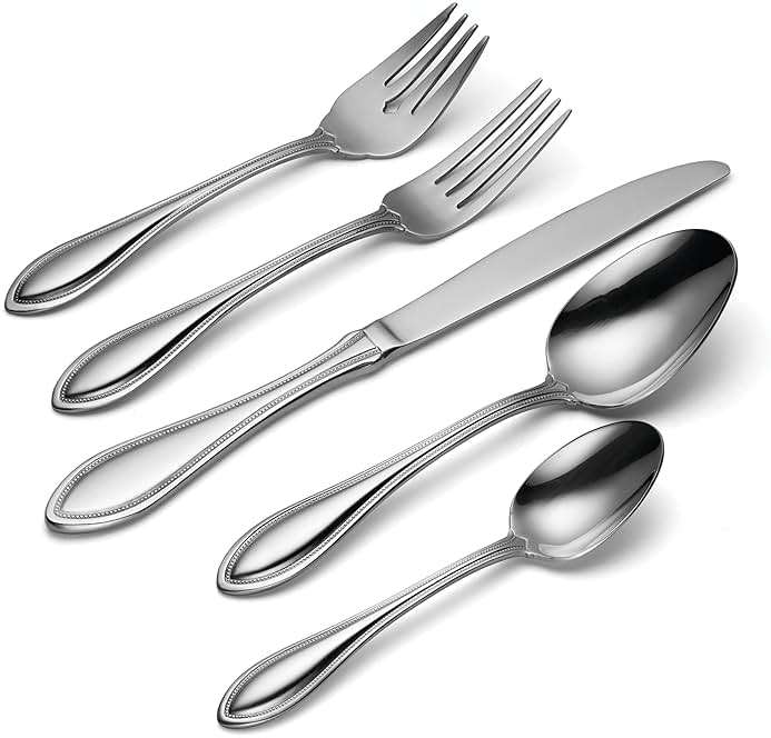 Oneida Silverware Set For 8, American Harmony 45-Piece Everyday Flatware Set with Serving Utensils, Service For 8, 18/0 Stainless Steel, Knives Spoons and Forks Sets, Dishwasher Safe(Silver, 45 Piece) - Image 4