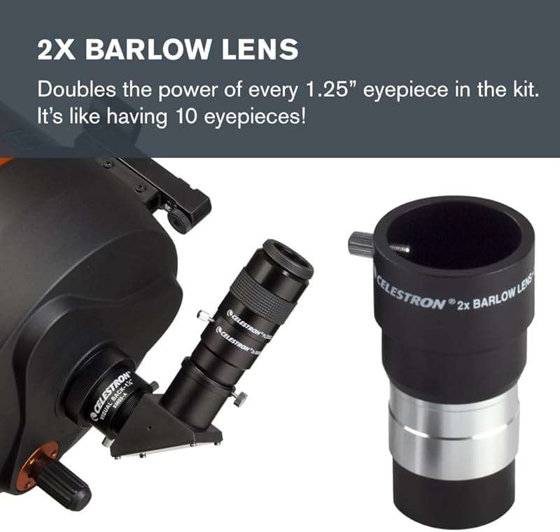 Celestron Accessory Kit with Five 1.25" Plossl Eyepieces, 2x Barlow and Filter Set - Image 3