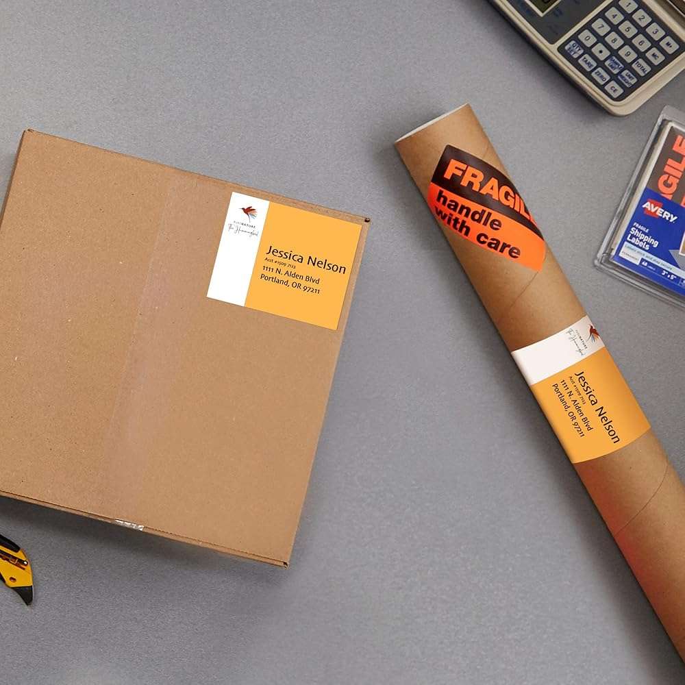 Avery Print-to-the-Edge Printable Shipping Labels, 3.75" x 4.75", Matte White, Sure Feed Technology, Laser & Inkjet Compatible, 100 Blank Labels, Great for Mailing, Branding, and More (6878) - Image 2