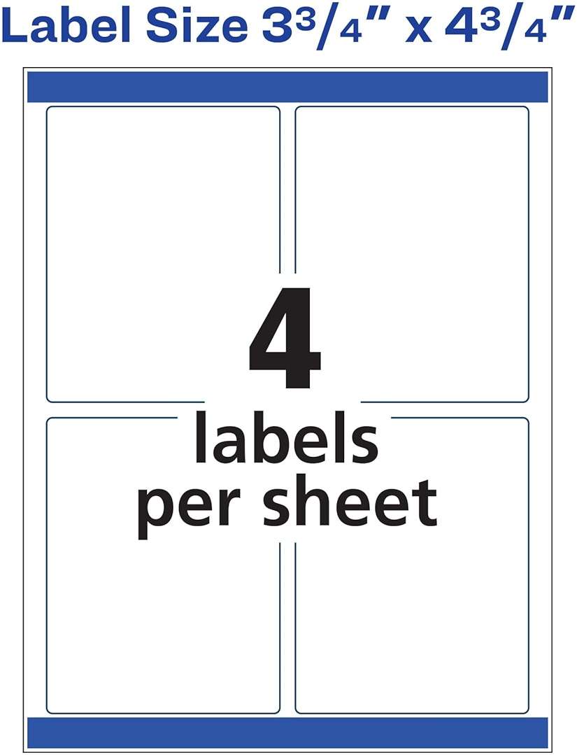 Avery Print-to-the-Edge Printable Shipping Labels, 3.75" x 4.75", Matte White, Sure Feed Technology, Laser & Inkjet Compatible, 100 Blank Labels, Great for Mailing, Branding, and More (6878) - Image 6