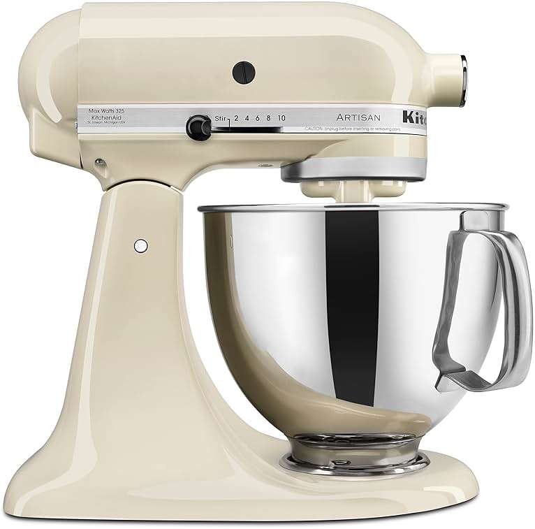 KitchenAid Artisan Series 5 Quart Tilt Head Stand Mixer with Pouring Shield KSM150PS, Almond Cream - Image 1