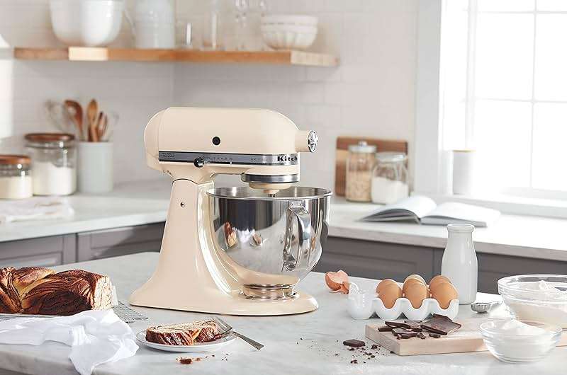 KitchenAid Artisan Series 5 Quart Tilt Head Stand Mixer with Pouring Shield KSM150PS, Almond Cream - Image 2