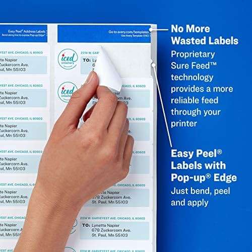 Avery Easy Peel Printable Address Labels with Sure Feed, 1" x 4", White, 500 Blank Mailing Labels (08161) - Image 3