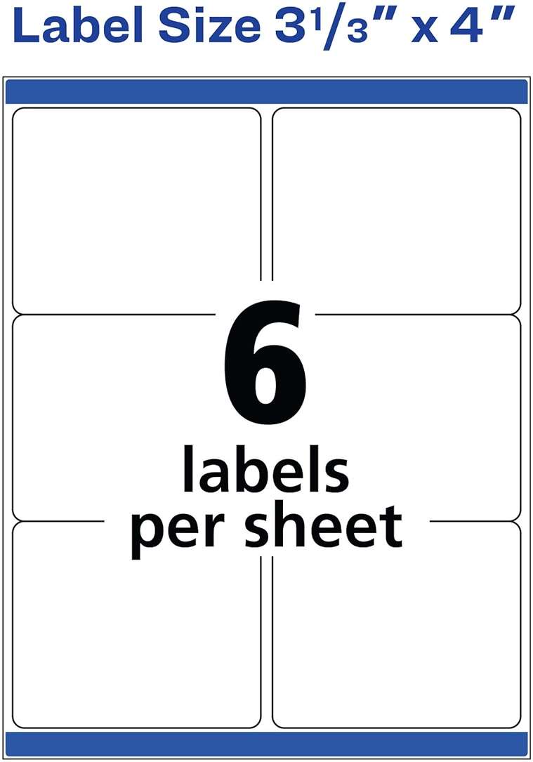 Avery Printable Shipping Labels, Sure Feed Technology, 3-1/3" x 4", White, 600 Blank Mailing Labels (8464) - Image 6