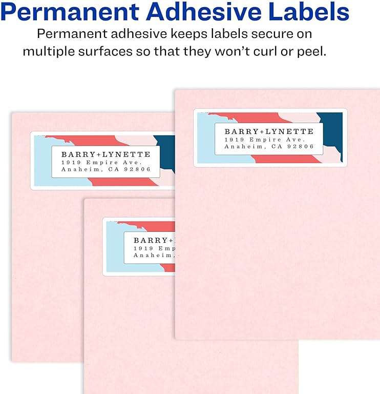 Avery Print-to-the-Edge Printable Address Labels, 1-1/4" x 2-3/8", Matte White, Sure Feed Technology, Laser & Inkjet Compatible, 450 Blank Labels, Great for Mailing, School Supplies, and More (6871) - Image 7