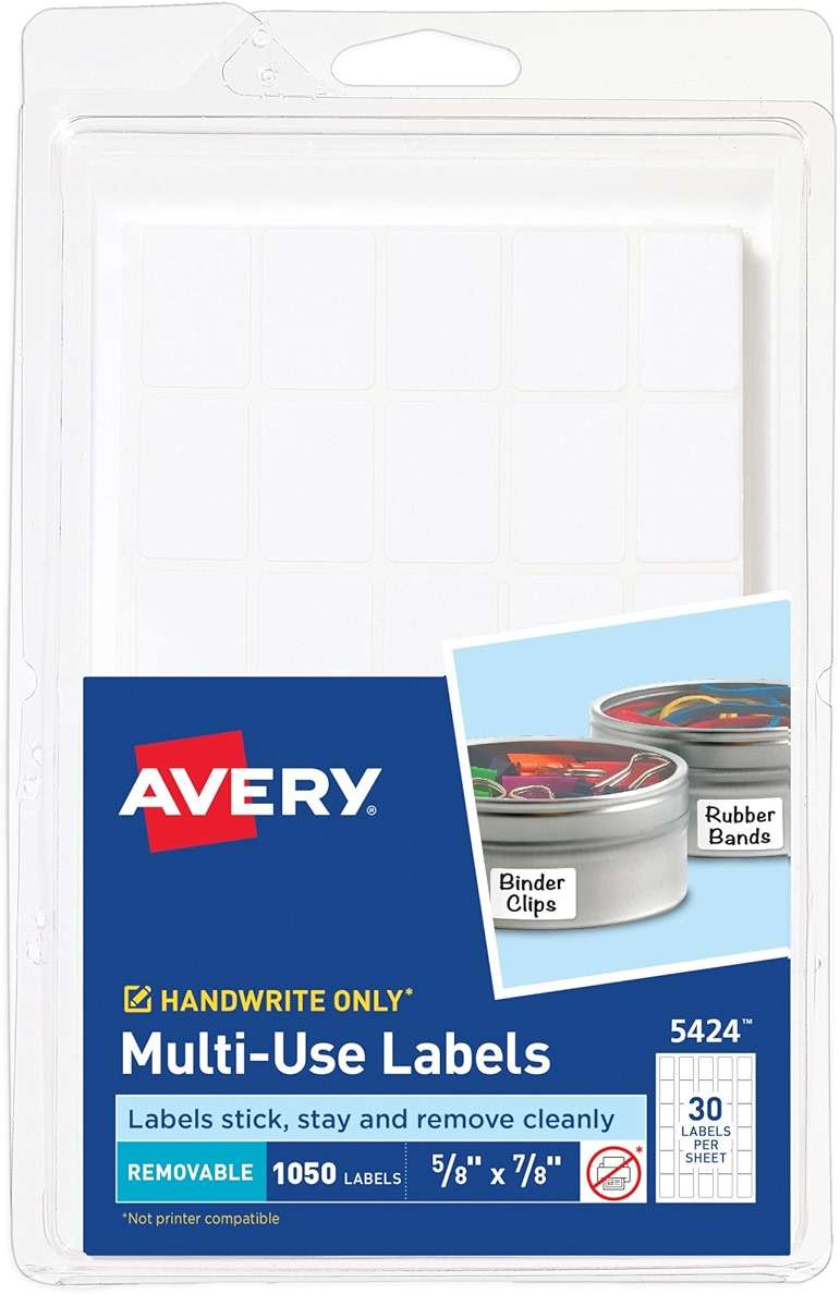 Avery Multi-Use Removable Labels, 5/8" x 7/8", White, Non-Printable, 1,050 Blank Labels Total (5424) - Image 1