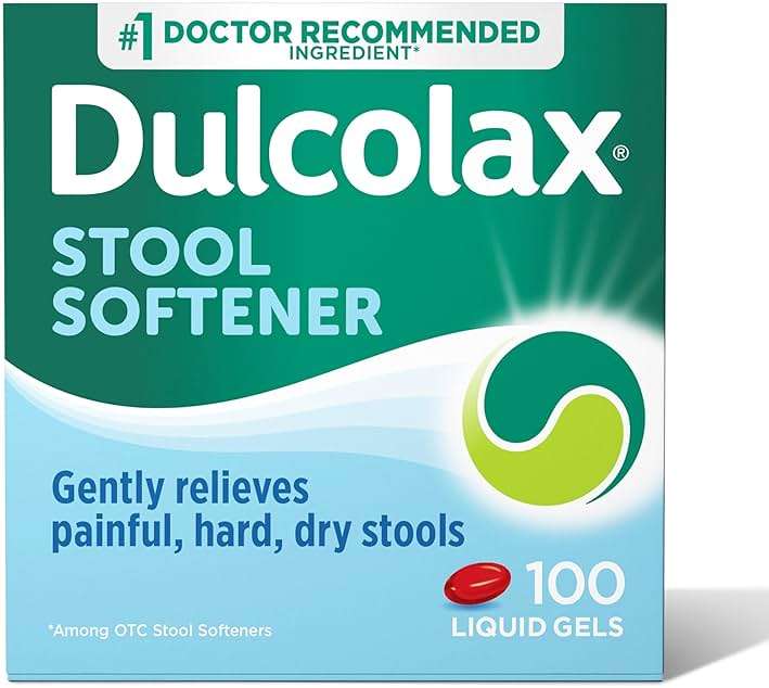 Dulcolax Stool Softener Laxative Liquid Gel Capsules, Gentle Constipation Relief for Hard, Dry Stools, Docusate Sodium 100 mg, 100 Count - Image 1