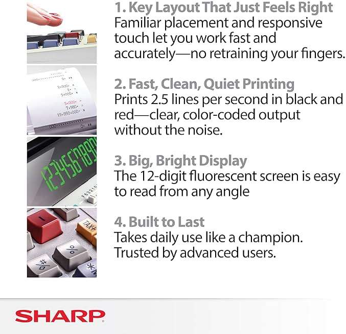 Sharp EL-1801V Ink Printing Calculator, 12-Digit LCD, AC Powered, Off-White, Ideal for Business & Office Use, Easy-to-Read Display & Durable Design - Image 2