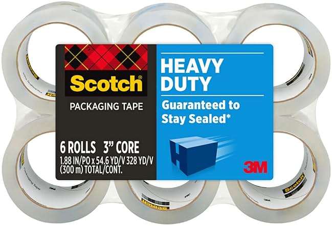 Scotch Heavy Duty Shipping Packing Tape, Clear, Shipping and Packaging Supplies, 1.88 in. x 54.6 yd., 6 Tape Rolls - Image 11