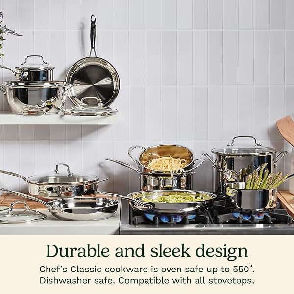 Cuisinart 5.5 Quart Sauté Pan w/ Cover, Stainless Steel Pan with Lid, Large Kitchen Pan, Dishwasher Safe, Compatible with Induction, Electric, Gas Cooktops, Oven Safe Saucepan, Cool Grip Handles - Image 2