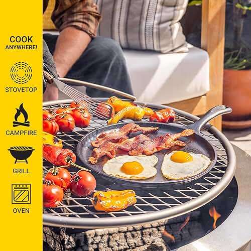 Lodge Round Seasoned Cast Iron Griddle 10.5 Inches - Round-Shaped, Pre-Seasoned Iron Griddle Pan - Non-Toxic, PFAS-Free Cookware - Compatible with Stovetop, Oven, Grill, or Campfire | camping-cooking-utensils - Image 5