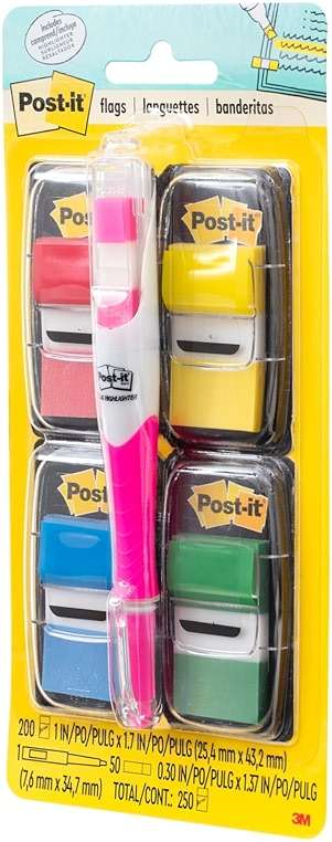 Post-it Flags Value Pack, 50/Dispenser, 4 Dispensers/Pack, 1 in Wide, Assorted Colors, Includes Free Flags + Highlighter - Image 4