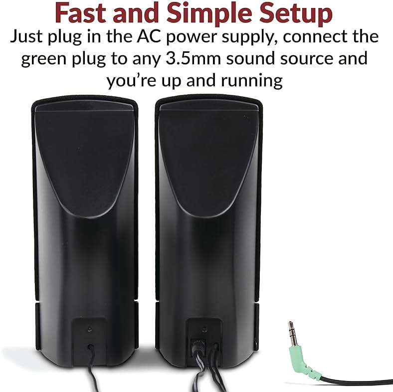 Cyber Acoustics CA-2014 Computer Speakers, Full Stereo Sound, Convenient Controls, Easy Setup - Image 3