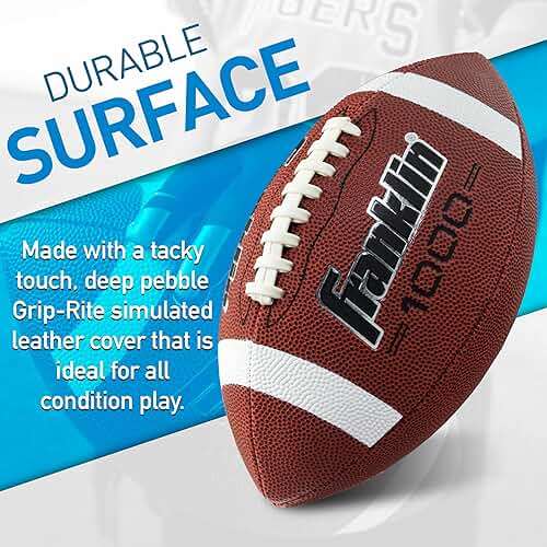 Franklin Sports Youth + Adult Footballs - Extra Grip 1000 Official Size, Junior + Pee Wee Kids - 1 + 12 Packs - Image 3