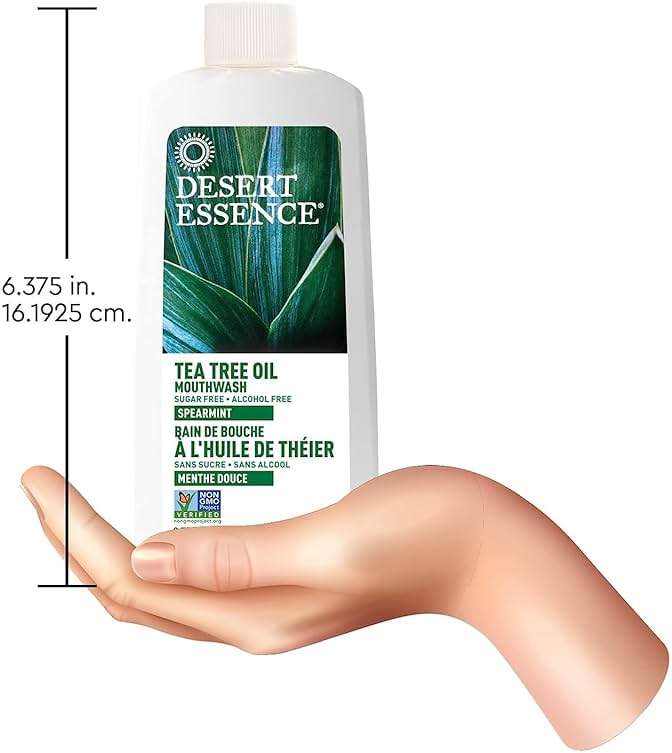 Desert Essence Alcohol-Free Mouthwash with Tea Tree Oil and Aloe, Sugar-Free, Oral Rinse to Provide Botanical Care for Teeth & Gums, Vegan, Non-GMO, SLS-Free, Gluten-Free, Spearmint Flavor, 8oz - Image 6