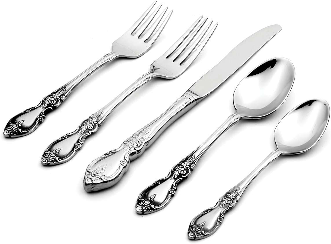 Oneida Silverware Set For 4, Louisiana 20-Piece Fine Flatware Set, Service For 4, 18/8 Stainless Steel, Silver, Mirror Finish, Knives Spoons and Forks, Dishwasher Safe, Tableware (Silver, 20 Pieces) - Image 4