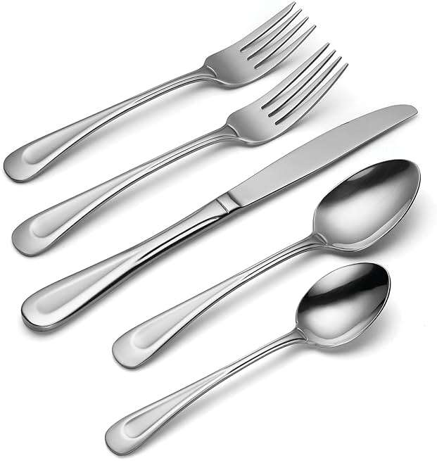 Oneida Silverware Set For 8, Satin Sand Dune 45-Piece Everyday Flatware Set with Serving Utensils, Service For 8, 18/0 Stainless Steel Silverware, Knives Spoons and Forks (Silver, 45 Piece) - Image 4