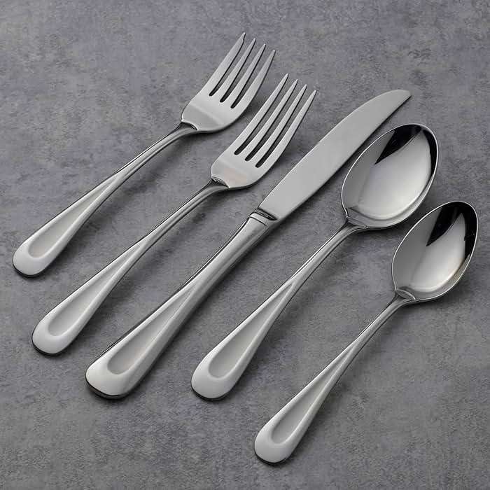 Oneida Silverware Set For 8, Satin Sand Dune 45-Piece Everyday Flatware Set with Serving Utensils, Service For 8, 18/0 Stainless Steel Silverware, Knives Spoons and Forks (Silver, 45 Piece) - Image 7