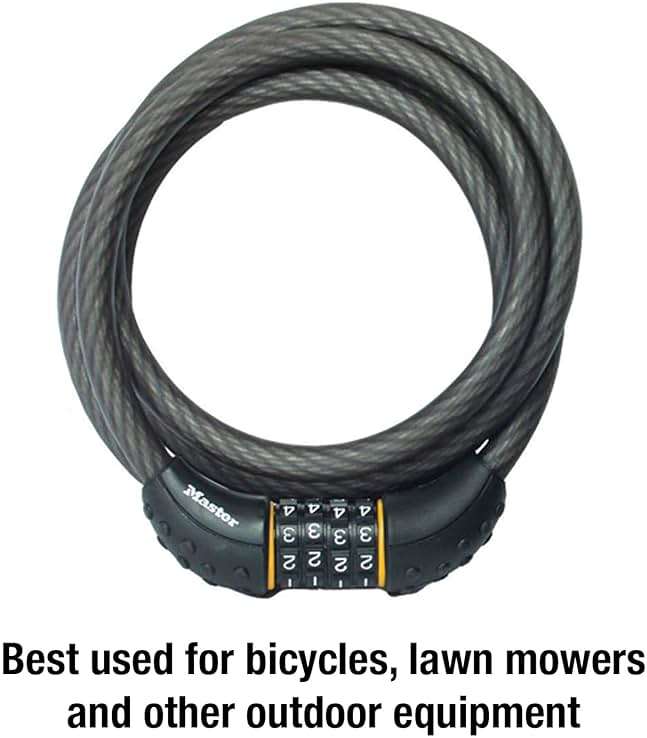 Master Lock Bike Cable Lock 6 ' x 1/2" Long Length, Resettable Combination Lock with Black Vinyl Coating, 8122D - Image 3