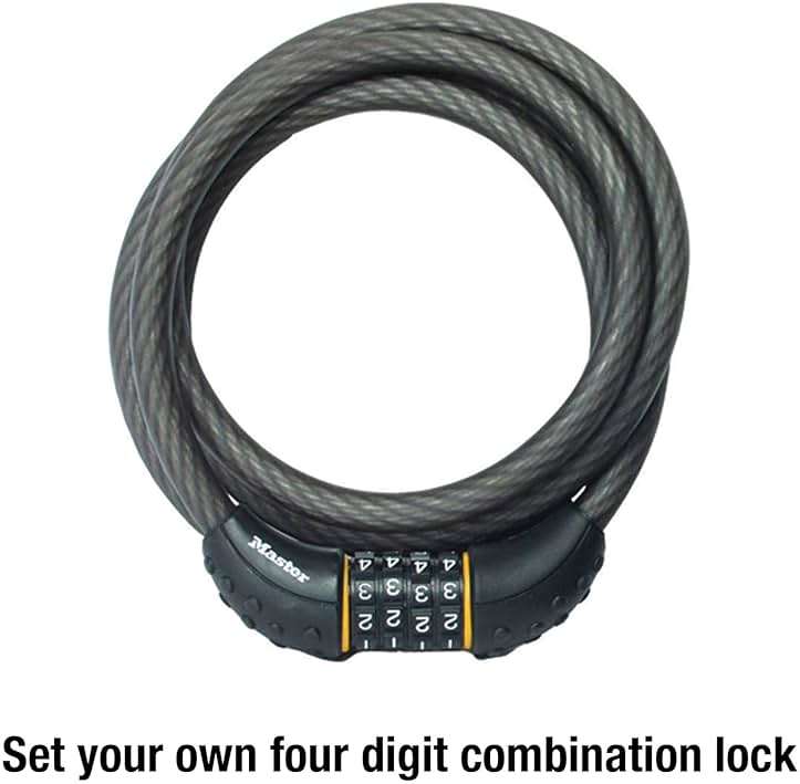 Master Lock Bike Cable Lock 6 ' x 1/2" Long Length, Resettable Combination Lock with Black Vinyl Coating, 8122D - Image 4