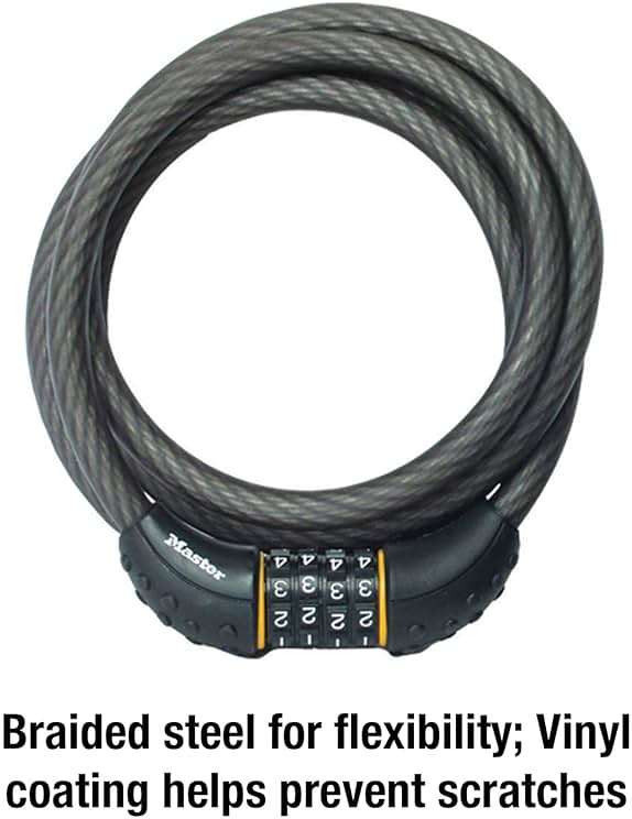 Master Lock Bike Cable Lock 6 ' x 1/2" Long Length, Resettable Combination Lock with Black Vinyl Coating, 8122D - Image 5
