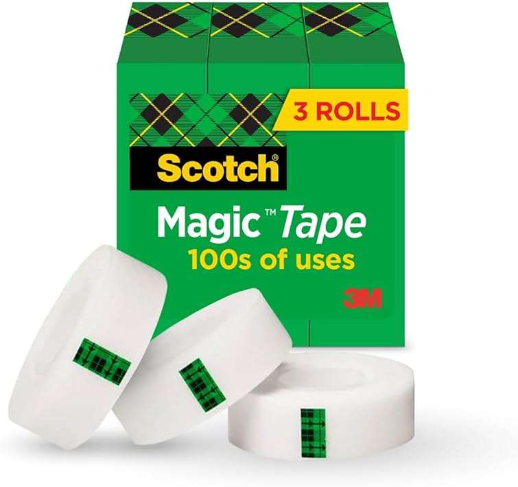 Scotch Magic Tape, Invisible, Home Office Supplies and Back to School Supplies for College and Classrooms, 3 Rolls - Image 1