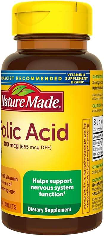 Nature Made Folic Acid 400 mcg (665 mcg DFE) Dietary Supplement for Nervous System Function, Folic Acid Supplements for Women and Men, 250 Tablets, 250 Day Supply - Image 8