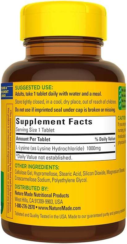 Nature Made L-Lysine 1000 mg, Dietary L-Lysine Supplements, 60 Tablets, 60 Day Supply - Image 8