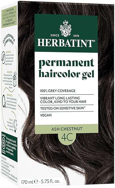 Herbatint Permanent Hair Dye For Women - 4C Ash Chestnut - For Up To 100% Gray Coverage of Resistant Gray Hair - Ammonia-Free, Alcohol-Free & Vegan - Salon Influenced Hair color 5.75 fl oz - Image 1
