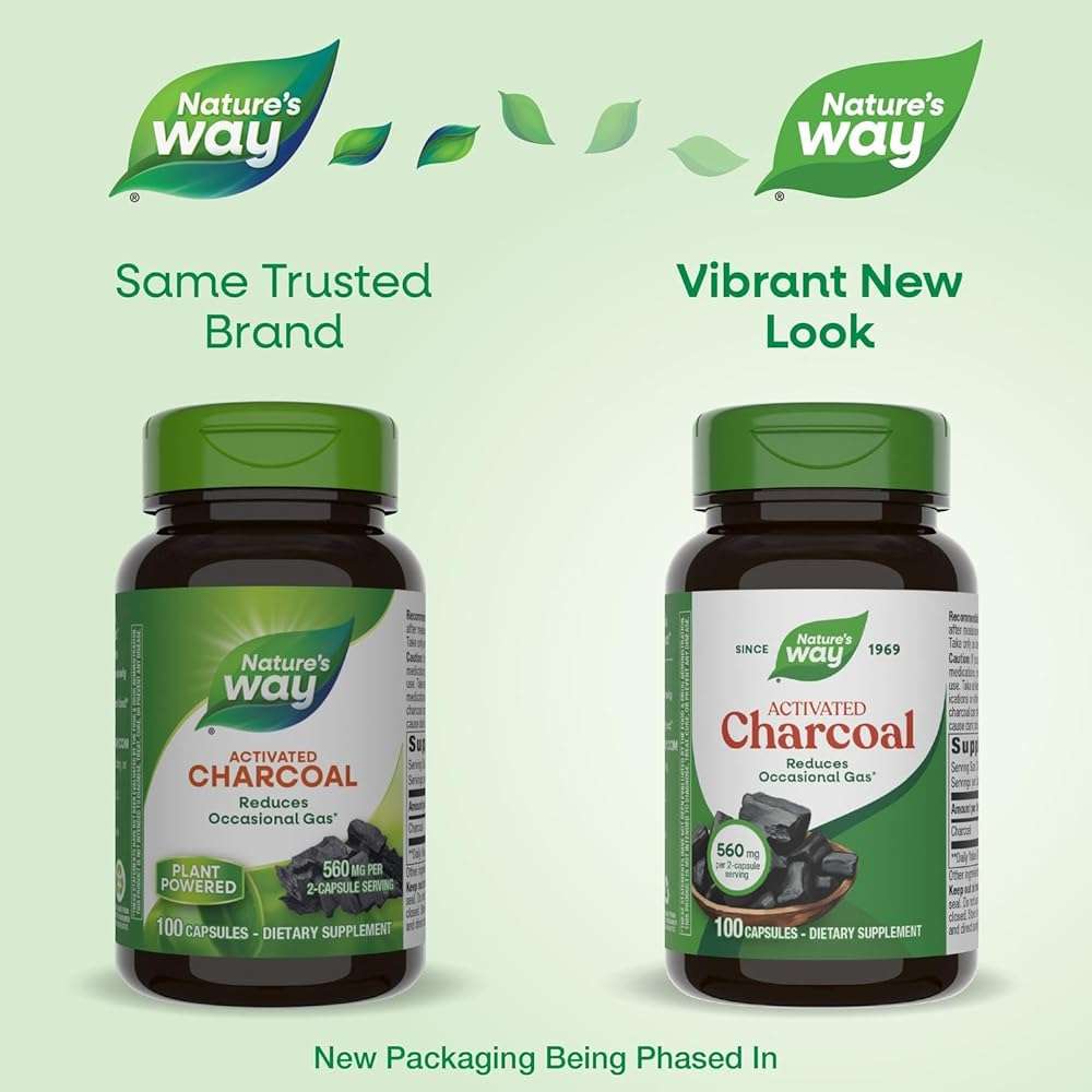 Nature's Way Activated Charcoal - Charcoal Supplement that Binds Unwanted Materials & Gas* - Alternative to Powder - Gluten-Free & Dairy-Free - 100 Count - Image 2