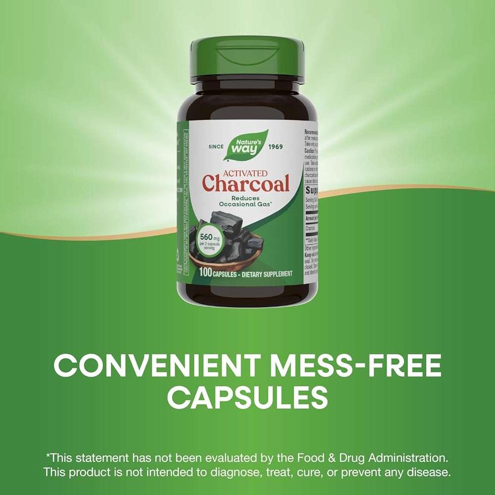 Nature's Way Activated Charcoal - Charcoal Supplement that Binds Unwanted Materials & Gas* - Alternative to Powder - Gluten-Free & Dairy-Free - 100 Count - Image 4