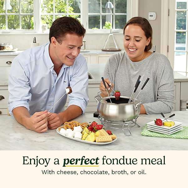 Cuisinart Fondue Pot Set, 3-Quart Stainless Steel Electric Fondue Pot for Chocolate, Cheese, Broth, and Oil, Includes 8 Forks, Temperature Control, Nonstick Interior, Dishwasher Safe, CFO-3SSNAS - Image 5
