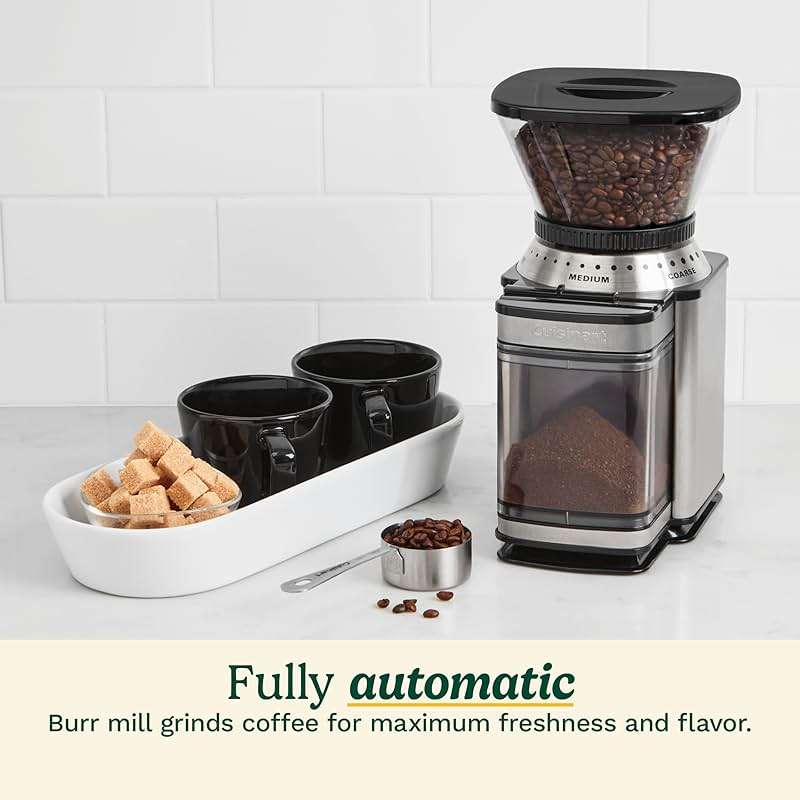 Cuisinart Coffee Grinder, Electric One-Touch Automatic Burr Coffee Grinder with 18-Position Grind Selector, Cup Size Selector for 4 – 18 Cups, DBM-8P1, Black Stainless - Image 4