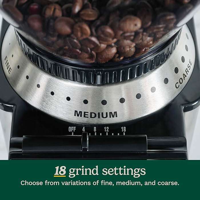 Cuisinart Coffee Grinder, Electric One-Touch Automatic Burr Coffee Grinder with 18-Position Grind Selector, Cup Size Selector for 4 – 18 Cups, DBM-8P1, Black Stainless - Image 5