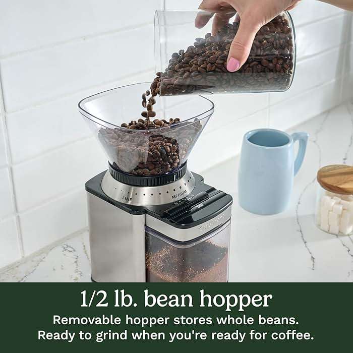 Cuisinart Coffee Grinder, Electric One-Touch Automatic Burr Coffee Grinder with 18-Position Grind Selector, Cup Size Selector for 4 – 18 Cups, DBM-8P1, Black Stainless - Image 7
