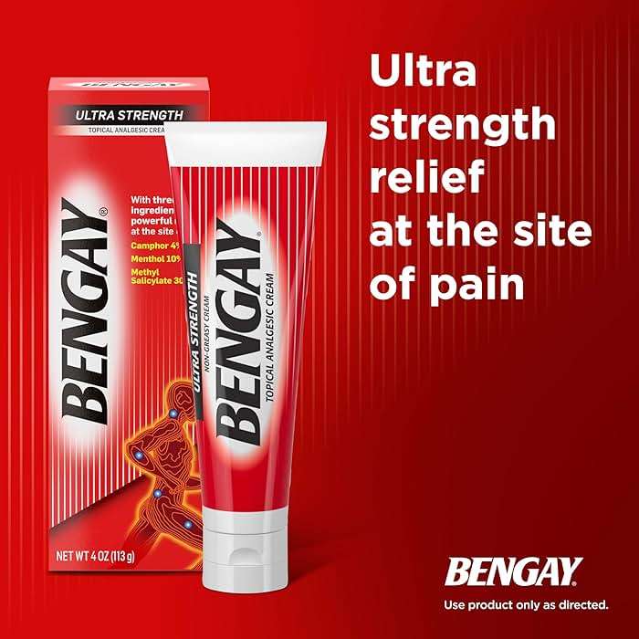 Bengay Ultra Strength Topical Pain Relief Cream, Non-Greasy Topical Analgesic for Minor Arthritis, Muscle, Joint and Back Pain, Camphor, Menthol and Methyl Salicylate, 4 OZ - Image 3