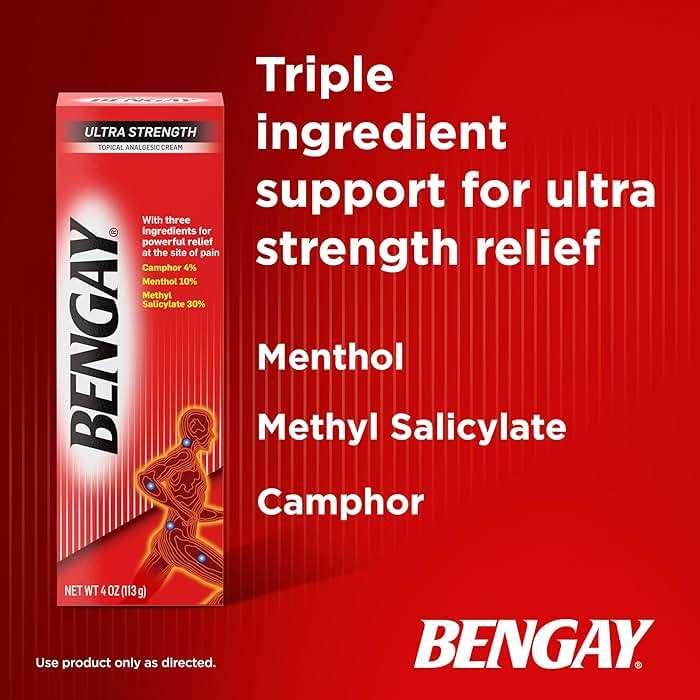 Bengay Ultra Strength Topical Pain Relief Cream, Non-Greasy Topical Analgesic for Minor Arthritis, Muscle, Joint and Back Pain, Camphor, Menthol and Methyl Salicylate, 4 OZ - Image 6