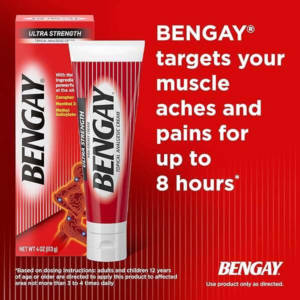 Bengay Ultra Strength Topical Pain Relief Cream, Non-Greasy Topical Analgesic for Minor Arthritis, Muscle, Joint and Back Pain, Camphor, Menthol and Methyl Salicylate, 4 OZ - Image 8