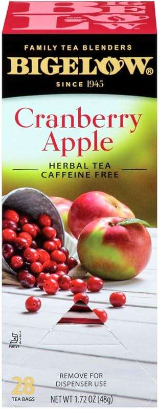Bigelow Cranberry Apple Herbal Tea Bags 28-Count Box (Pack of 1) Cranberry Apple Hibiscus Flavored Herbal Tea Bags All Natural Non-GMO - Image 1