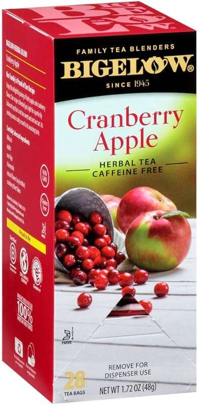 Bigelow Cranberry Apple Herbal Tea Bags 28-Count Box (Pack of 1) Cranberry Apple Hibiscus Flavored Herbal Tea Bags All Natural Non-GMO - Image 2