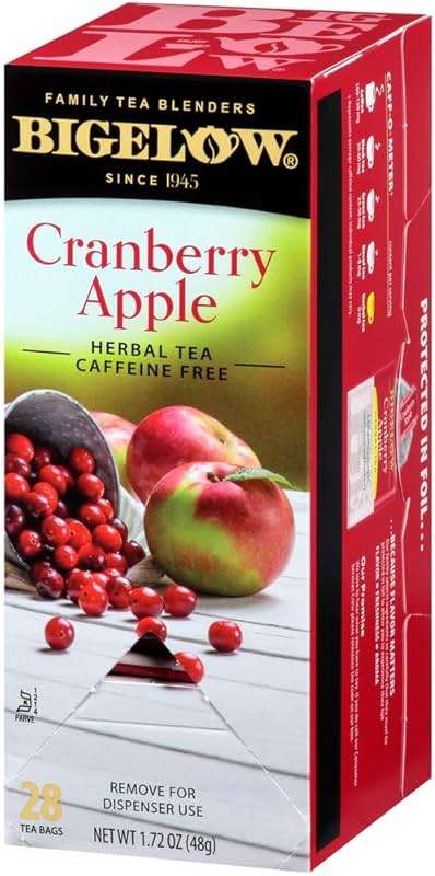 Bigelow Cranberry Apple Herbal Tea Bags 28-Count Box (Pack of 1) Cranberry Apple Hibiscus Flavored Herbal Tea Bags All Natural Non-GMO - Image 3