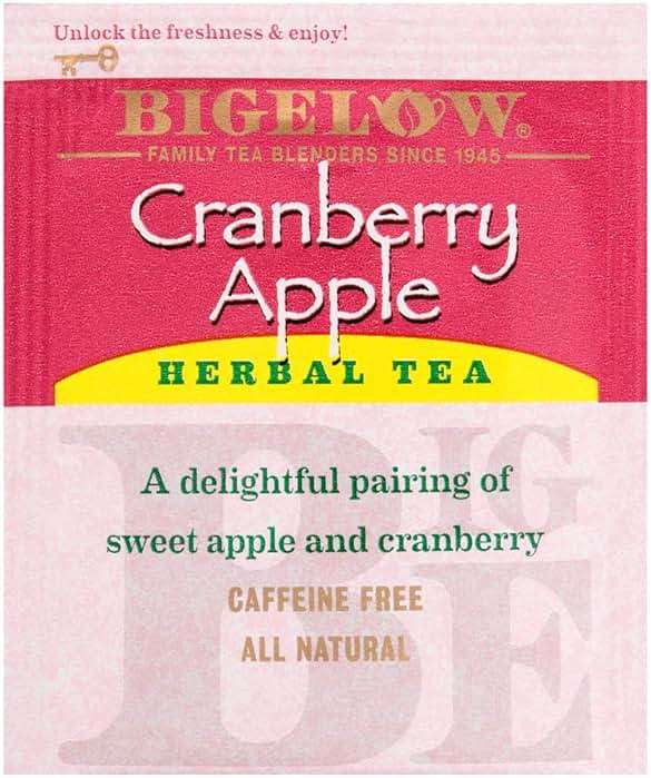 Bigelow Cranberry Apple Herbal Tea Bags 28-Count Box (Pack of 1) Cranberry Apple Hibiscus Flavored Herbal Tea Bags All Natural Non-GMO - Image 5
