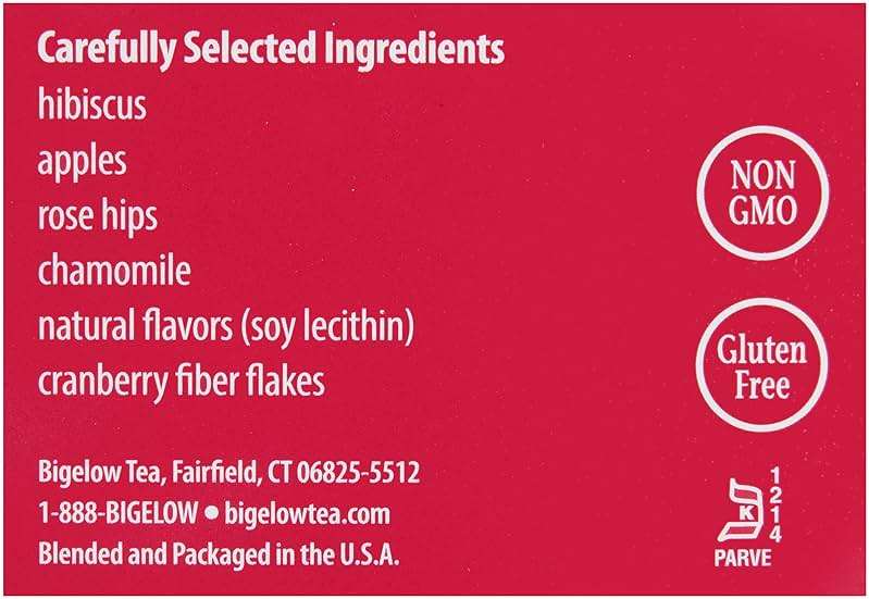 Bigelow Cranberry Apple Herbal Tea Bags 28-Count Box (Pack of 1) Cranberry Apple Hibiscus Flavored Herbal Tea Bags All Natural Non-GMO - Image 7