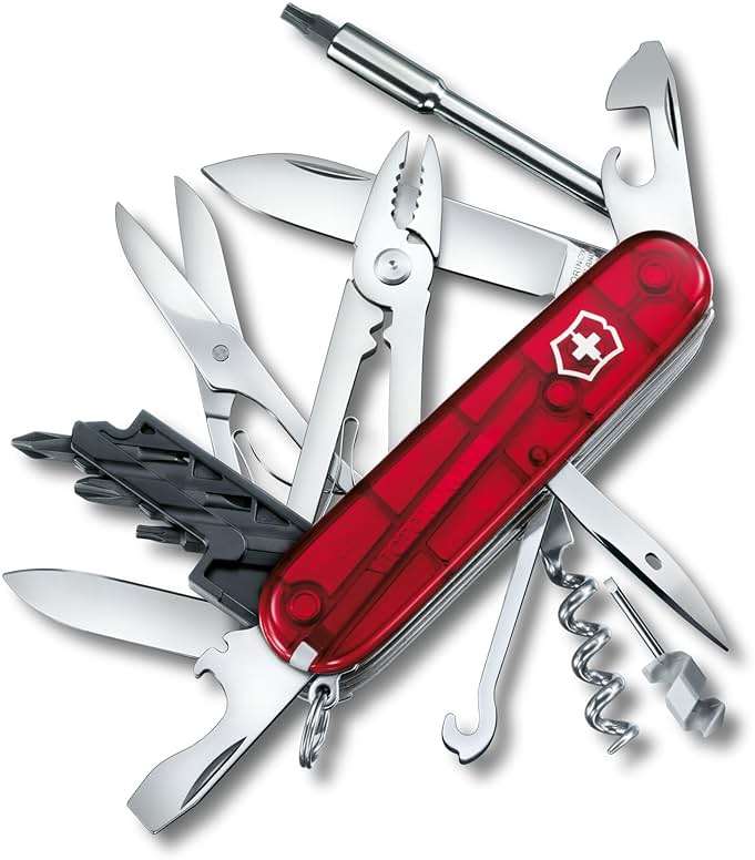 Victorinox Cyber Tool M 32 Functions Swiss Army Medium Pocket Knife with Fold-Out Bit Case, Ruby - Image 1