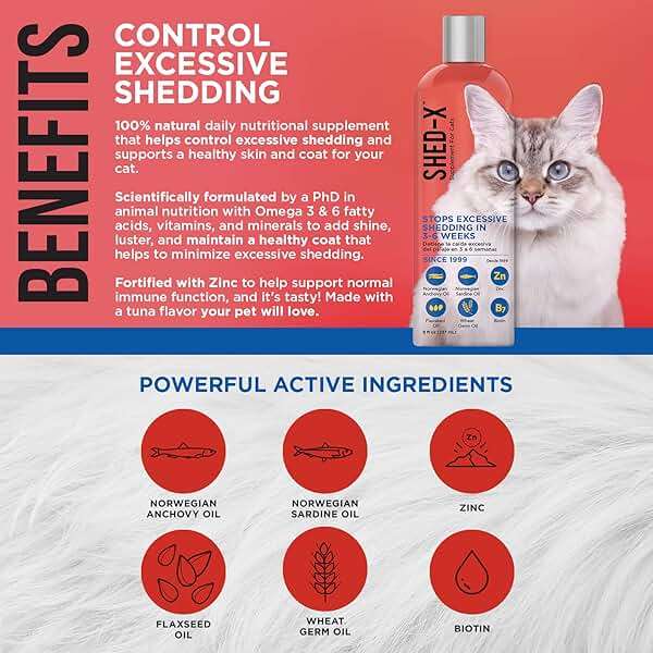 Shed-X Liquid Cat Supplement, 8oz – 100% Natural – Shed Defender, Help Excessive Cat Shedding with Cat Supplements of Essential Fatty Acids, Vitamins, and Minerals - Image 2