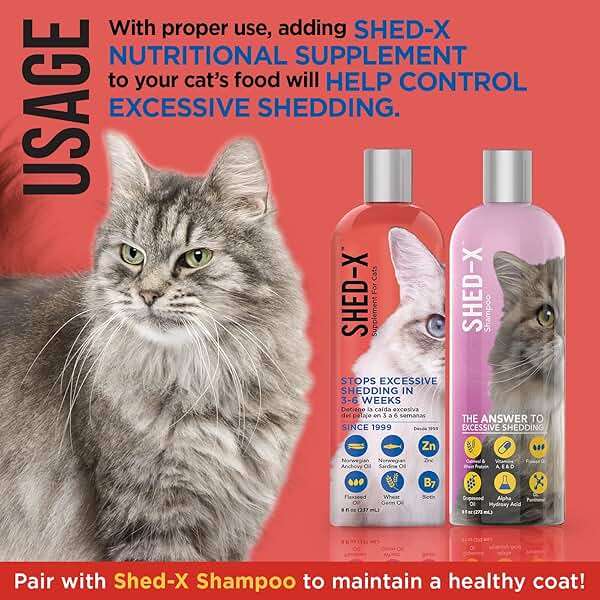 Shed-X Liquid Cat Supplement, 8oz – 100% Natural – Shed Defender, Help Excessive Cat Shedding with Cat Supplements of Essential Fatty Acids, Vitamins, and Minerals - Image 4