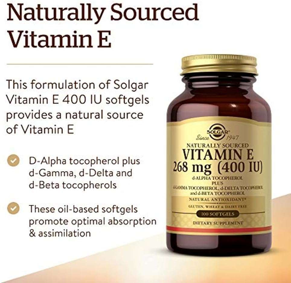 Solgar Vitamin E 268 MG (400 IU) (d-Alpha Tocopherol & Mixed Tocopherols), 100 Softgels - Supports Immune System & Skin Nutrition - Natural Antioxidant - Gluten Free, Dairy Free - 100 Servings - Image 3