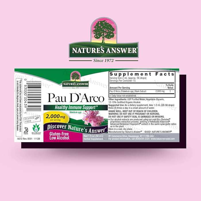 Nature's Answer Pau D'Arco Inner Bark with Organic Alcohol 1 Fluid Ounce | Promotes Healthy Gut Flora | Natural Immune Support Booster - Image 2