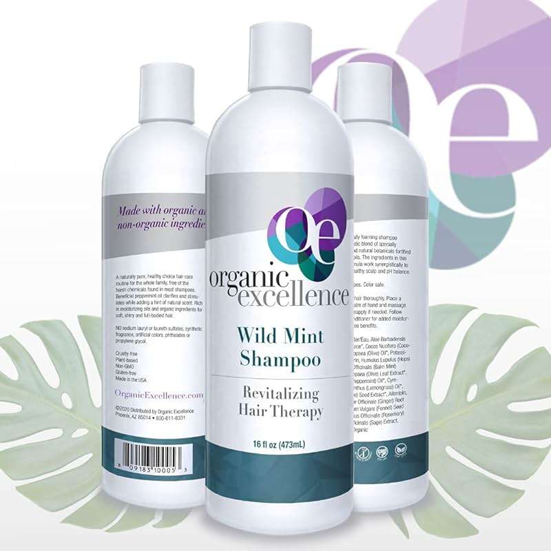 Organic Excellence Natural Organic Shampoo, Wild Mint & Rosemary, Chemical Free, Plant-Based, Toxin-Free, Cruelty-Free, Certified Herbs & Oils For Healthy Full-Bodied Hair 16 fl. oz - Image 2